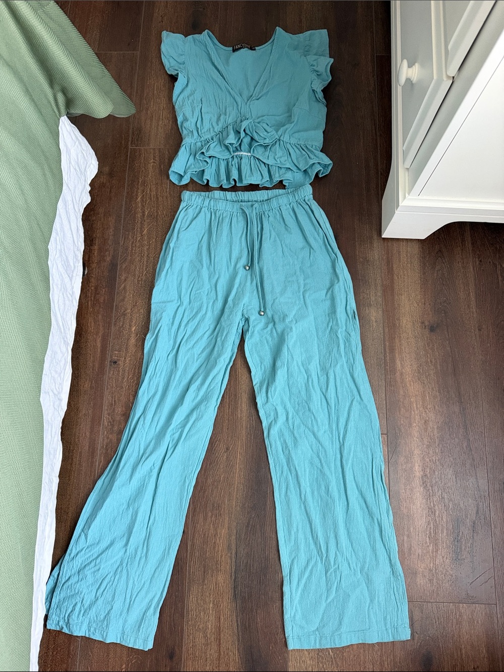 Light Blue Women's Two-Piece Jumpsuit Set